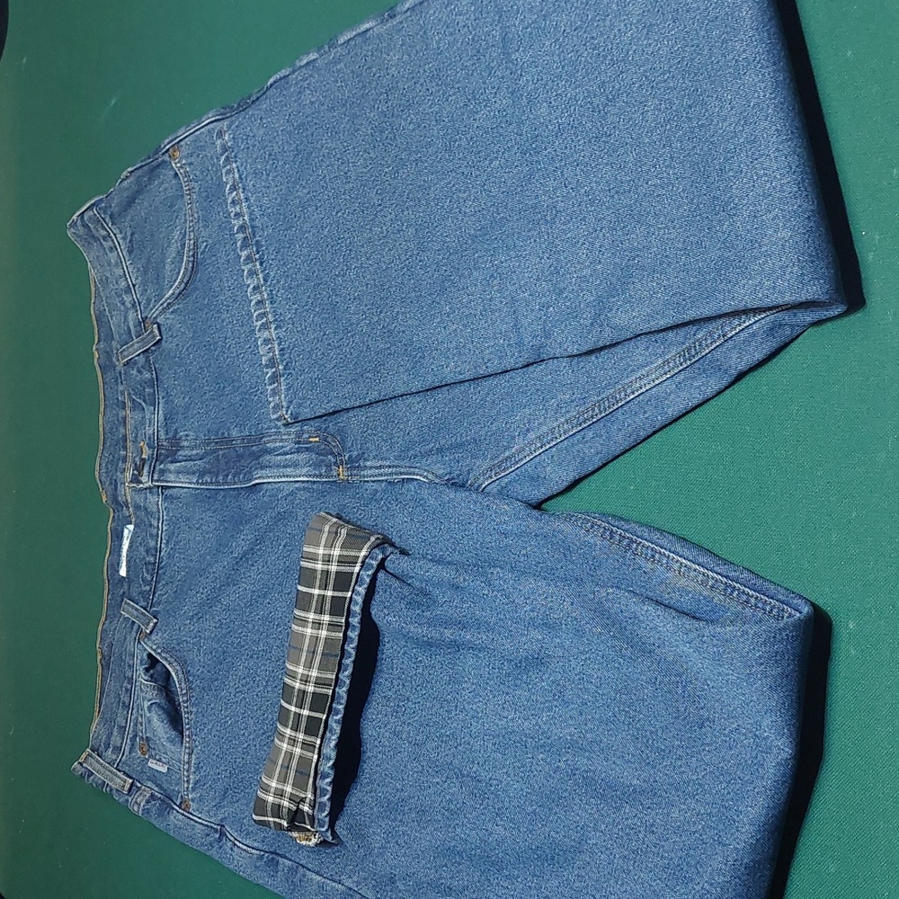 Carhartt Relaxed Fit Straight Legged Flannel Lined Jeans 42x32 Like New